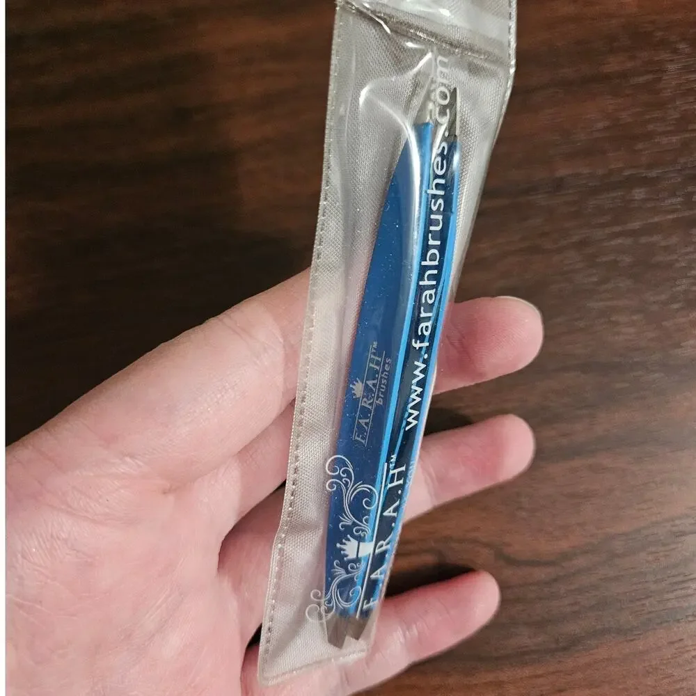 F.A.R.A.H. Blue Stainless Steel Dual Ended Precision Tweezers in Pouch